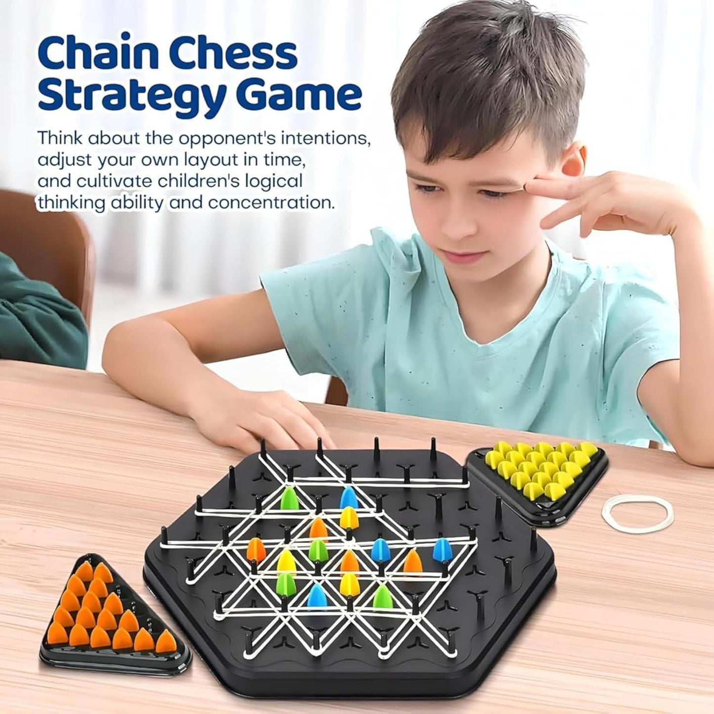 Chain Triangle Chess Triggle Rubber Band Game Strategy Building Board Games