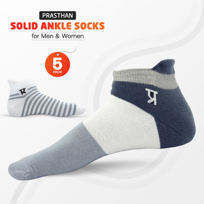 Men & Women Woven Low Cut Socks (Pack of 5)