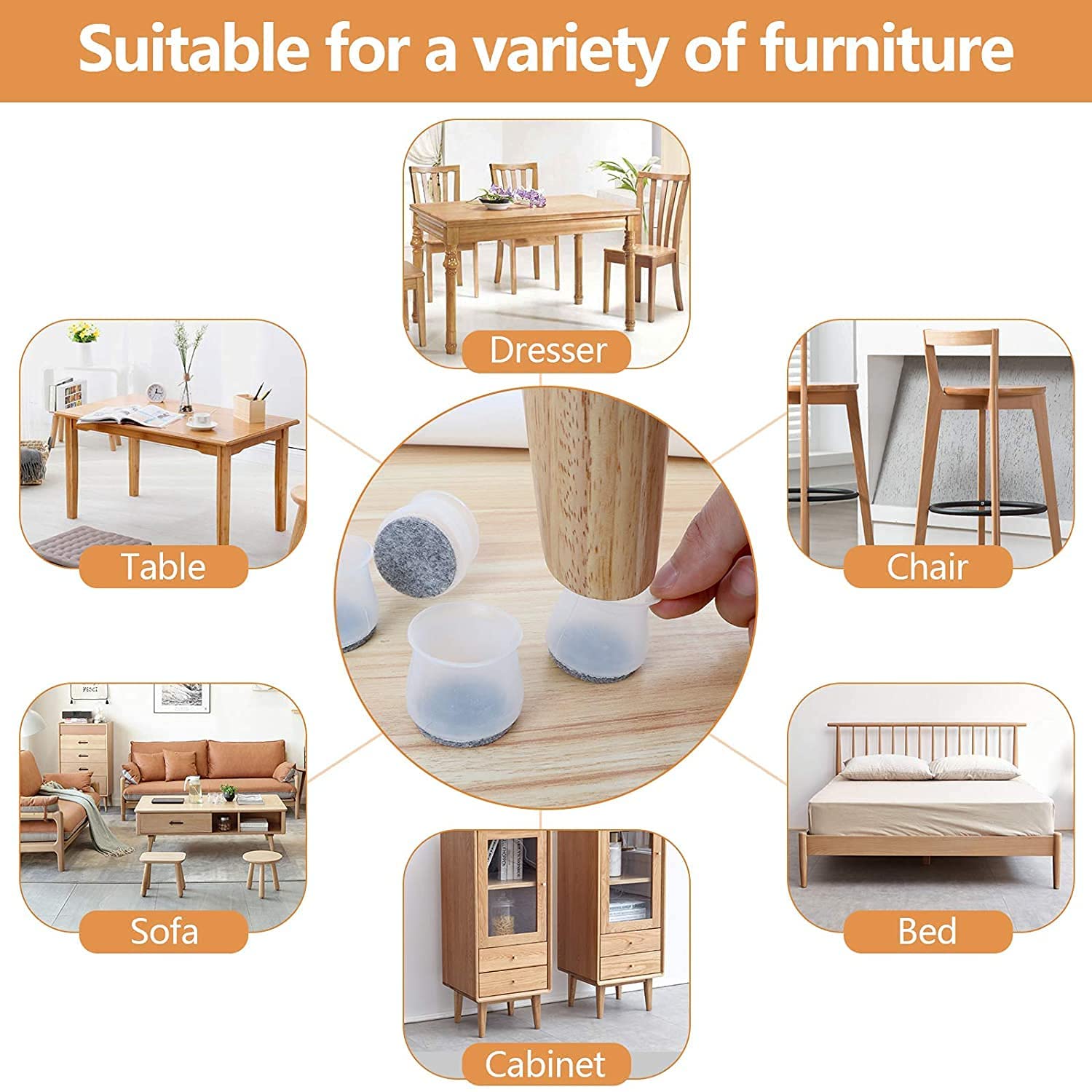 Furniture Leg Covers for Chair, Stool Table (16 Pcs)