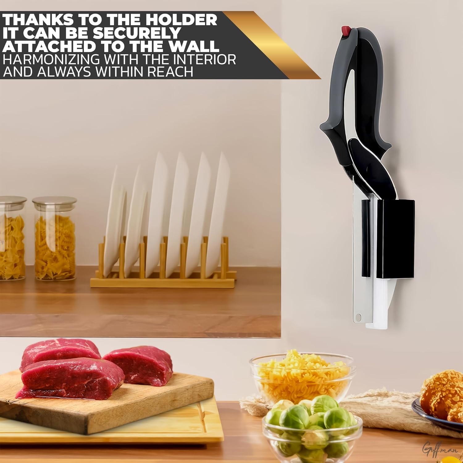 2 in 1 Stainless Steel Smart Kitchen Scissor for Cutting Vegetables & Fruits