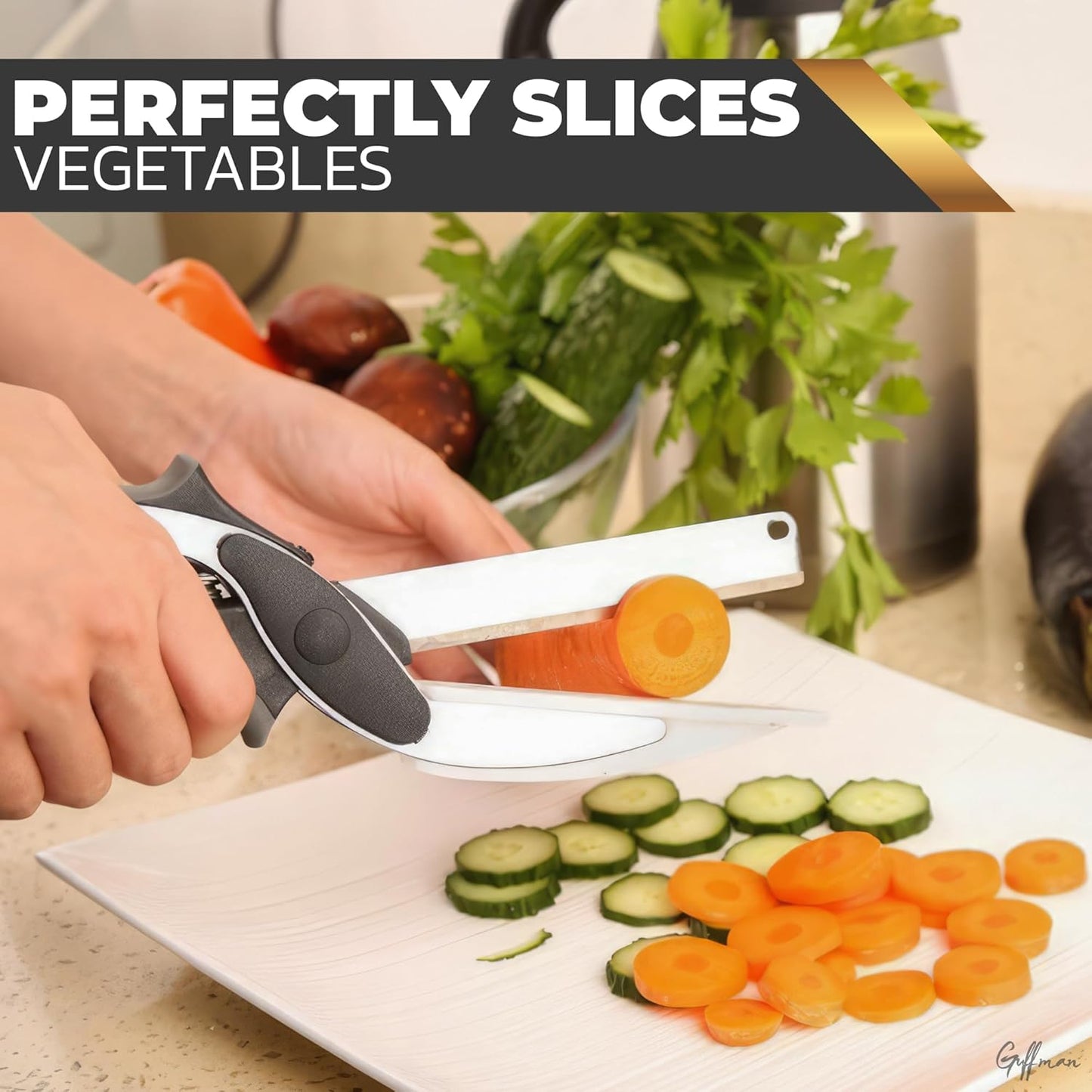 2 in 1 Stainless Steel Smart Kitchen Scissor for Cutting Vegetables & Fruits
