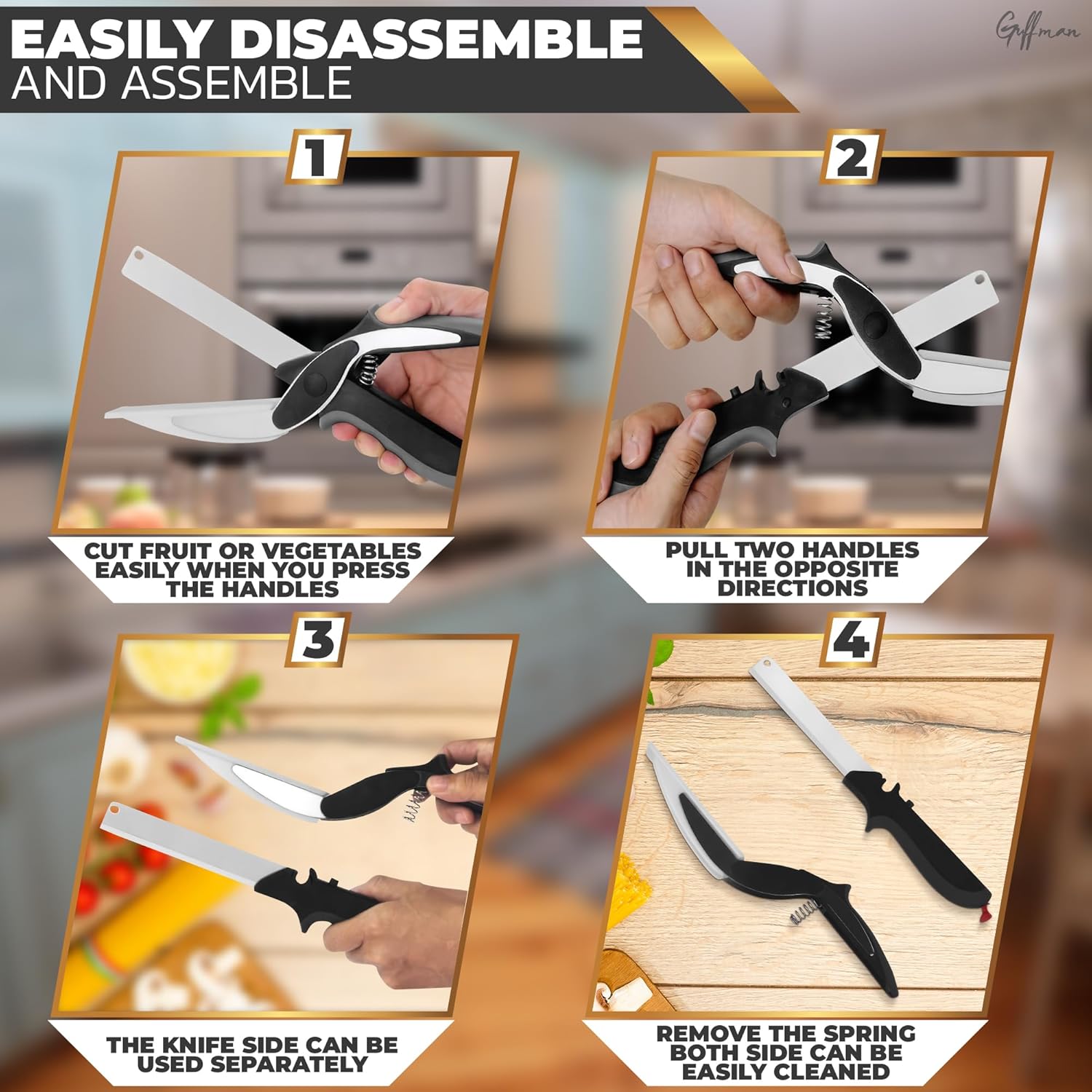 2 in 1 Stainless Steel Smart Kitchen Scissor for Cutting Vegetables & Fruits