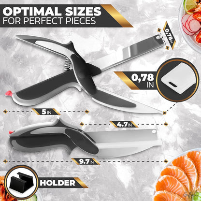 2 in 1 Stainless Steel Smart Kitchen Scissor for Cutting Vegetables & Fruits