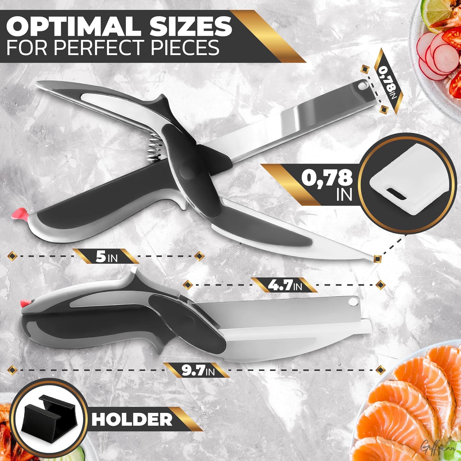 2 in 1 Stainless Steel Smart Kitchen Scissor for Cutting Vegetables & Fruits