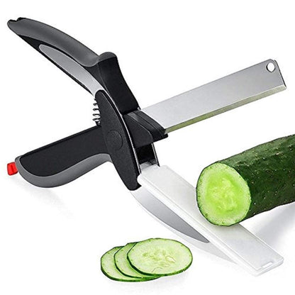 2 in 1 Stainless Steel Smart Kitchen Scissor for Cutting Vegetables & Fruits