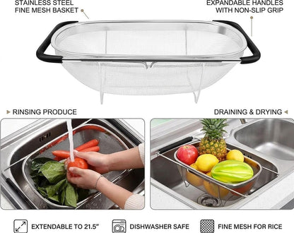 Stainless Steel Expandable Sink Colander Strainer