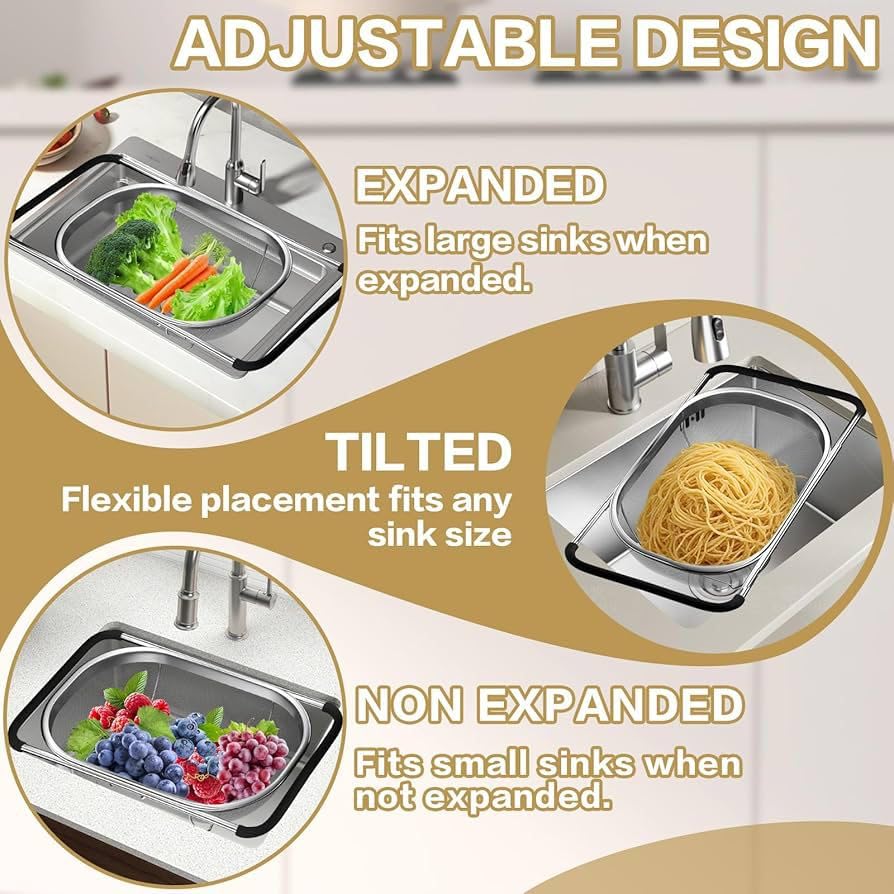 Stainless Steel Expandable Sink Colander Strainer